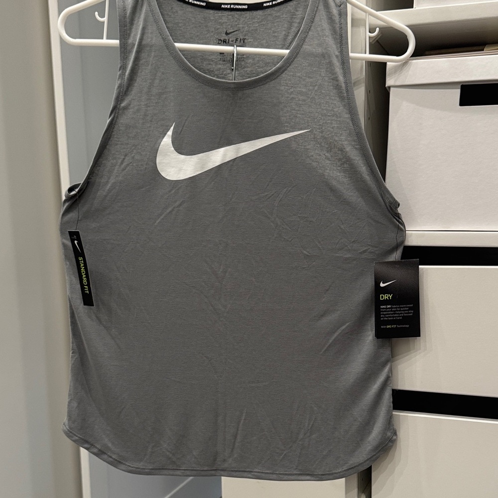 Nike Charcoal Sleeveless Top with White Swoosh